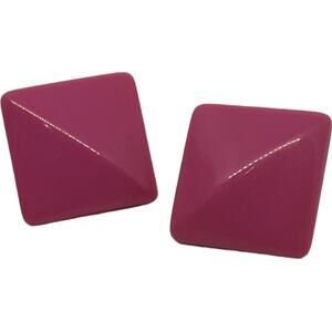 80s Pink Square Clip-On Earrings 1" x 1"